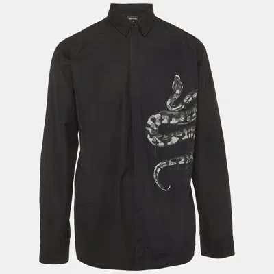 Pre-owned Just Cavalli Black Snake Embellished Cotton Button Shirt Xl