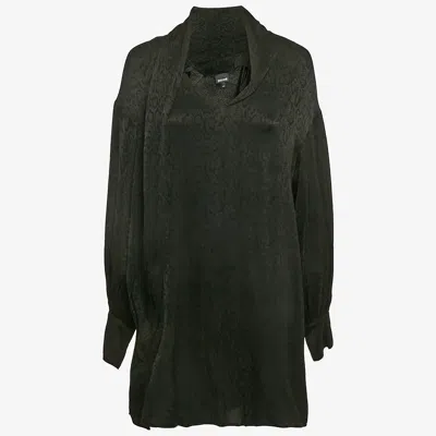 Pre-owned Just Cavalli Black Snake Jacquard Crepe Long Sleeve Mini Dress M