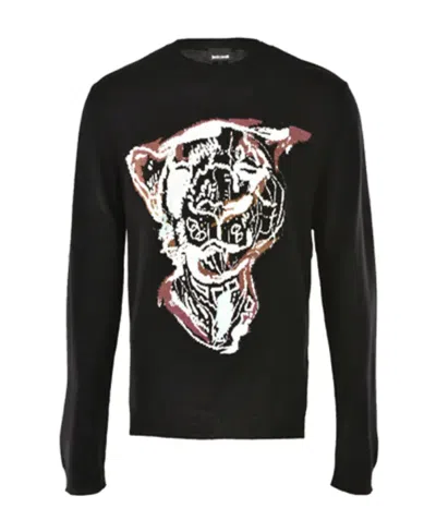 Just Cavalli Black Tiger Pattern Knitted Pullover