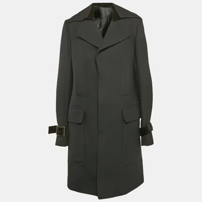 Pre-owned Just Cavalli Black Velvet Trim Wool Gabardine L