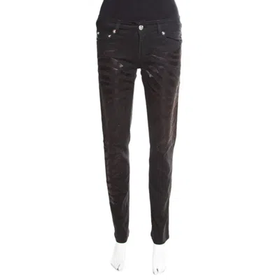 Just Cavalli Black Washed Denim Crystal Embellished Skinny Jeans