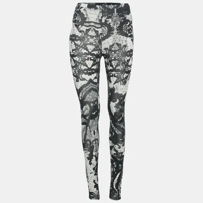 Pre-owned Just Cavalli Black/white Printed Jersey Leggings S