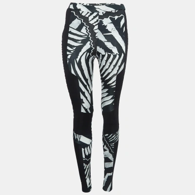 Pre-owned Just Cavalli Black/white Printed Jersey Leggings S