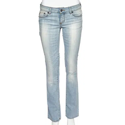 Just Cavalli Blue Denim Distressed Straight Fit Jeans