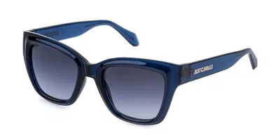Just Cavalli Blue Gradient Square Ladies Sunglasses Sjc148 07fk 52