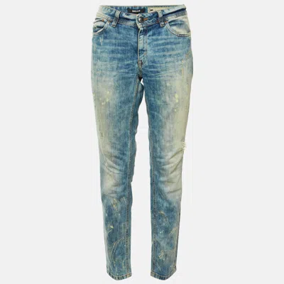 Pre-owned Just Cavalli Blue Washed Denim Skinny Jeans M Waist 35"