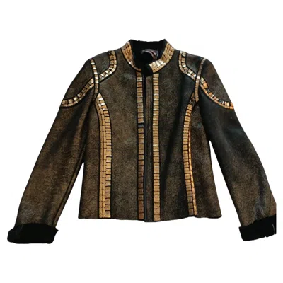 Pre-owned Just Cavalli Brand New Vintage  Shearling Fur Coat (size 6-s) 8500$ ~no Duties In Black
