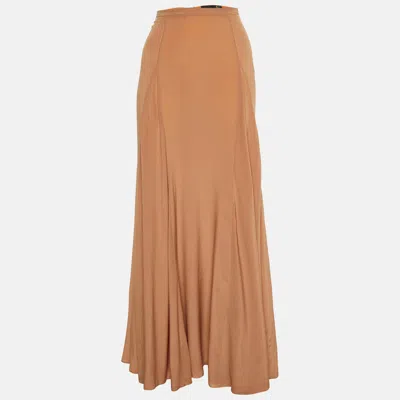 Pre-owned Just Cavalli Brick Brown Silk Maxi Skirt Xl