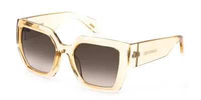 Just Cavalli Brown Gradient Square Ladies Sunglasses Sjc149 0c61 53 In Yellow