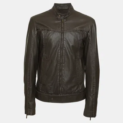 Pre-owned Just Cavalli Brown Leather Jacket S
