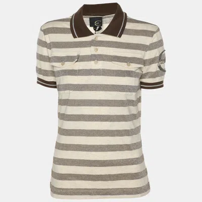 Pre-owned Just Cavalli Brown/cream Striped Viscose Blend T-shirt S