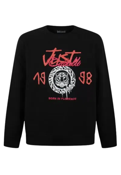 Just Cavalli Brushed Fleece Sweatshirt In Nero