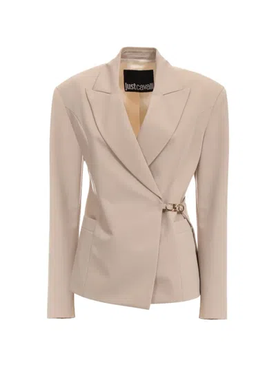 Just Cavalli Buckle-detail Blazer In Neutral