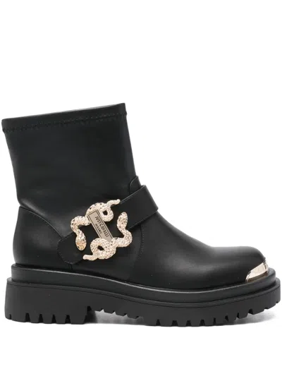 Just Cavalli Buckle Embellished Boots In Black