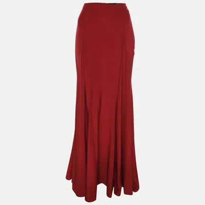 Pre-owned Just Cavalli Burgundy Crepe Maxi Skirt M