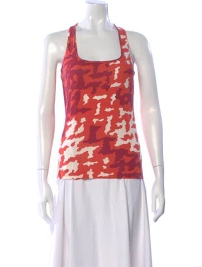 Pre-owned Just Cavalli Camouflage Print Scoop Neck Top In Orange