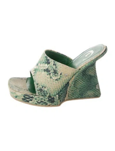 Pre-owned Just Cavalli Canvas Animal Print Sandals In Green