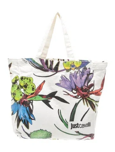 Pre-owned Just Cavalli Canvas Tote In White