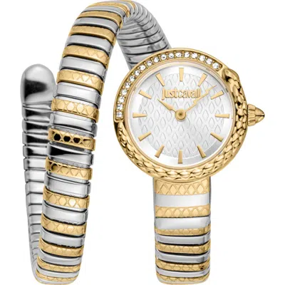 Just Cavalli Cerchio Snake Wraparound Bracelet Watch, 22mm In Gold