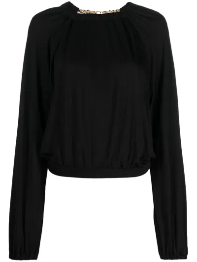 Just Cavalli Chain-link Cut-out Top In Black