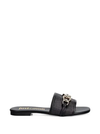 Just Cavalli Chain-link Woven Slides In Black