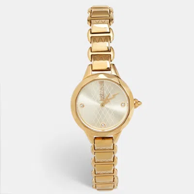 Pre-owned Just Cavalli Champagne Gold Plated Stainless Steel Jc1l033m0035 Women's Wristwatch 30 Mm