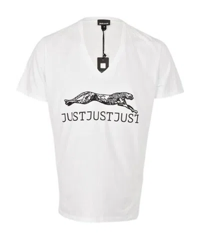 Just Cavalli Cheetah Printed T-shirt In White
