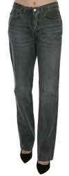 Shop Just Cavalli Chic Gray Mid Waist Straight Leg Jeans