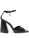 Just Cavalli 110mm Snakeskin-effect Sandals In Black