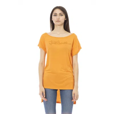 Just Cavalli Logo-embroidered Cotton T-shirt In Orange
