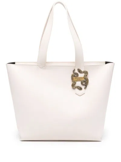 Just Cavalli Chic Shoulder Bag With Statement Snake Detail And Versatile Design In White
