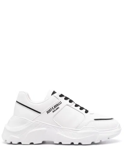 Just Cavalli Chunky Sole Sneakers With Premium Material And Bold Branding In White