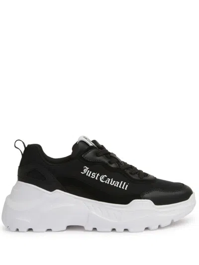 Just Cavalli Logo-print Panelled Sneakers In Black