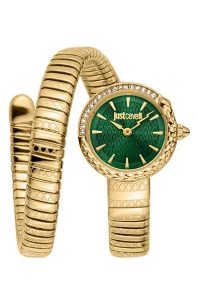 Just Cavalli Coiled Snake Bracelet Watch, 22mm In Gold