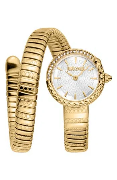 Just Cavalli Coiled Snake Bracelet Watch, 22mm In Gold