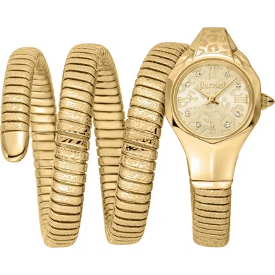 Just Cavalli Coiled Snake Bracelet Watch, 22mm X 35mm In Gold