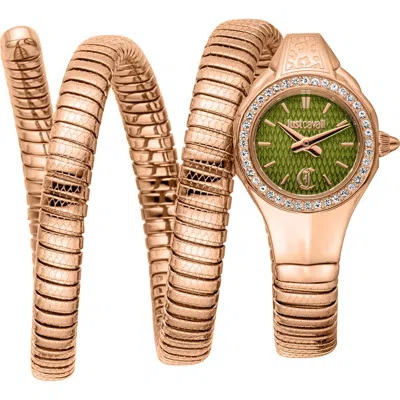 Just Cavalli Coiled Snake Bracelet Watch, 22mm X 35mm In Gold