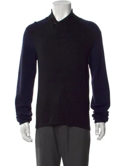 Pre-owned Just Cavalli Collar Long Sleeve Pullover In Blue