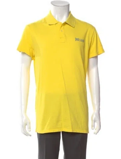 Pre-owned Just Cavalli Collar Short Sleeve Polo Shirt In Yellow