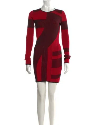 Pre-owned Just Cavalli Colorblock Pattern Mini Dress In Red