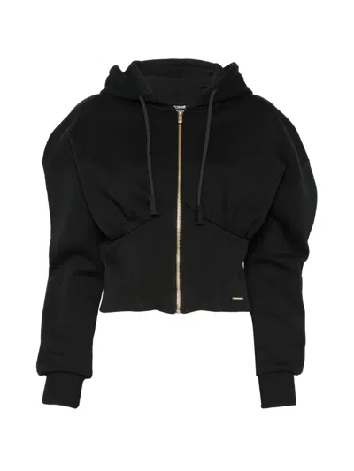 Just Cavalli Corset-style Zip-up Hoodie In Black