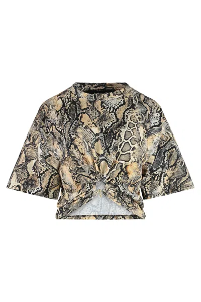 Just Cavalli Cotton Animal Print Wide Sleeve T-shirt In Multi