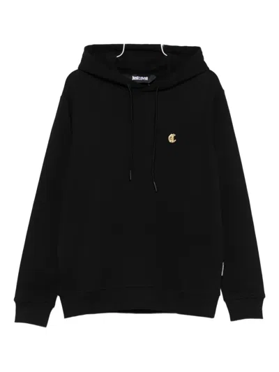 Just Cavalli Cotton Hoodie In Black