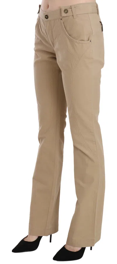 Just Cavalli Cotton Mid-waist Straight Trousers In Brown