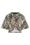 Just Cavalli Printed Cotton T-shirt Knot Detail In Multi