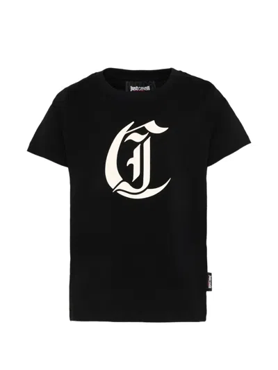 Just Cavalli Kids' Cotton T-shirt In Black