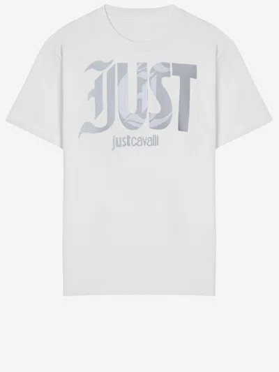 Just Cavalli Cotton T Shirt With Logo Print In White