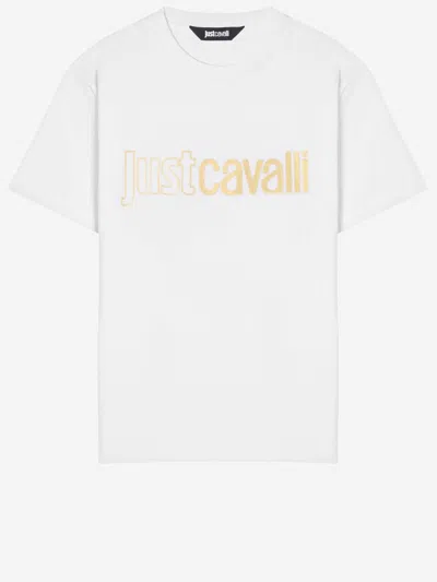 Just Cavalli Cotton T Shirt With Logo In White