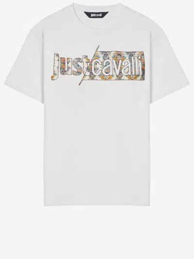Just Cavalli Cotton T Shirt With Logo In White