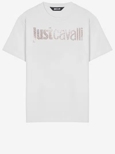 Just Cavalli Cotton T Shirt With Logo In White